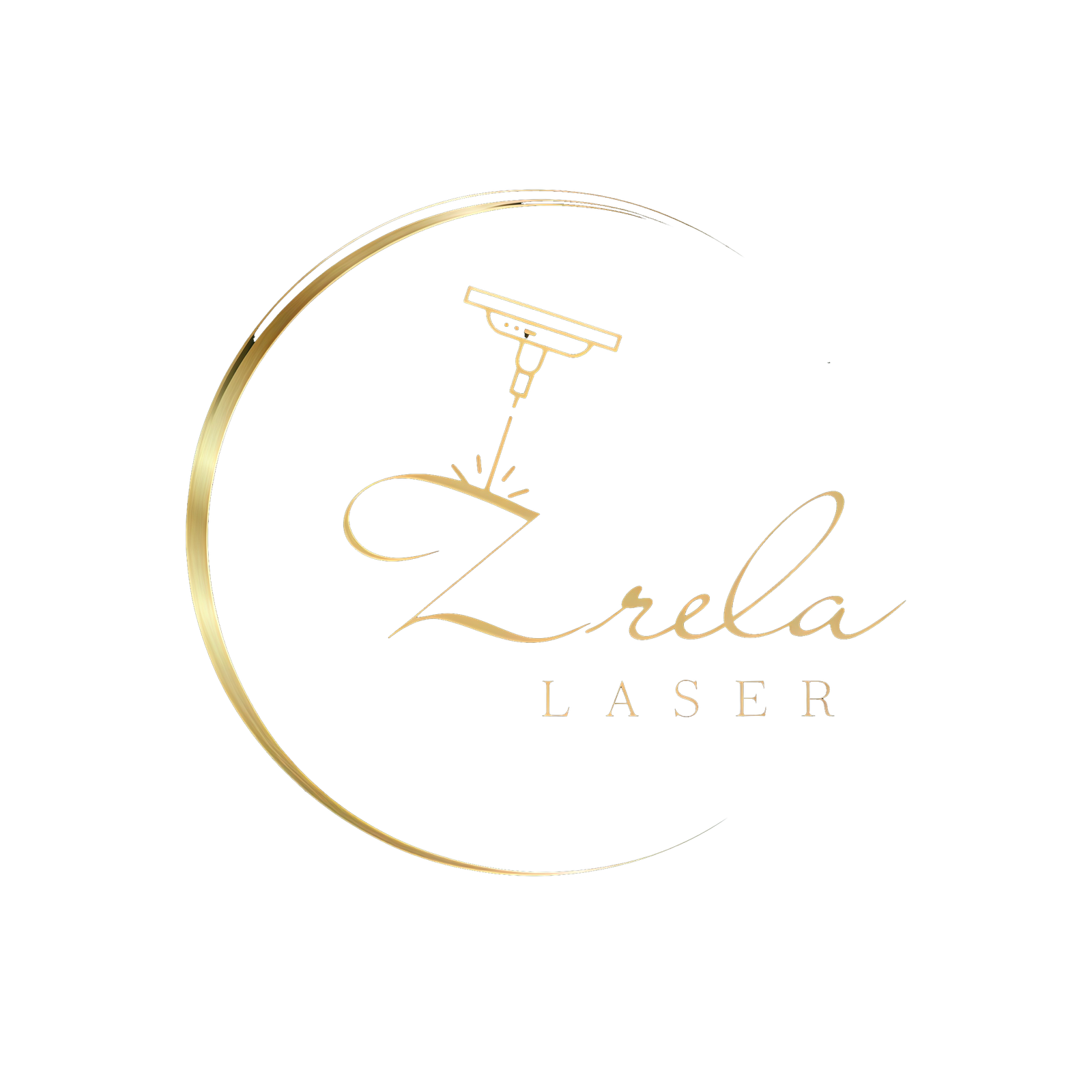 Logo Laser Zrela radionice za drvo, lasersku gravuru, CNC obradu i UV print u zlatnoj boji